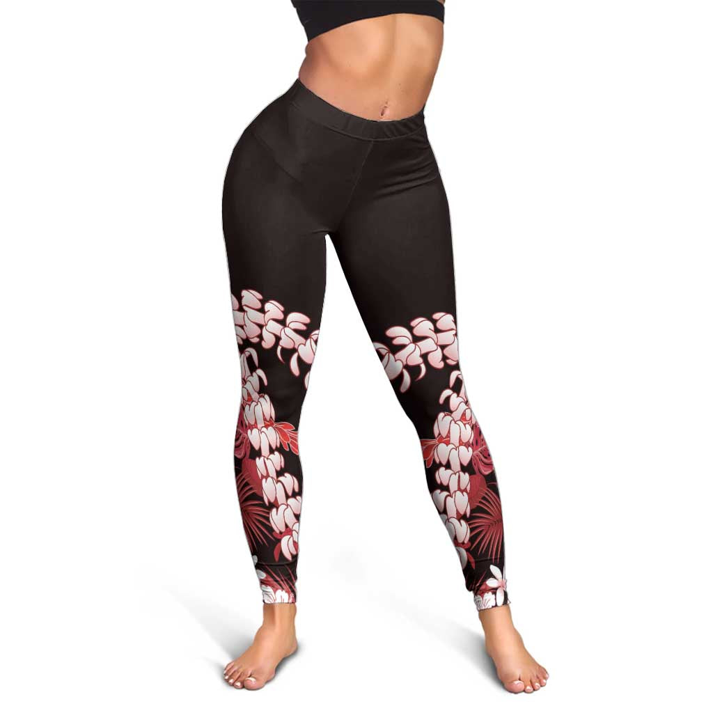 Ulaula Aloha Hawaii Lei Leggings Tropical Flowers Elegant Vibe - Polynesian Pride