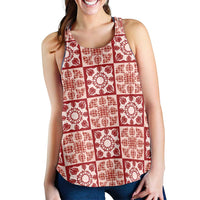 Ulaula Palaka Quilt Hawaii Women Racerback Tank Hawaiian Tropical Monstera Sea Turtle LT14 - Polynesian Pride