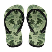 Vesuvian Green Aloha Hawaii Hibiscus Orchid Seamless Flip Flops