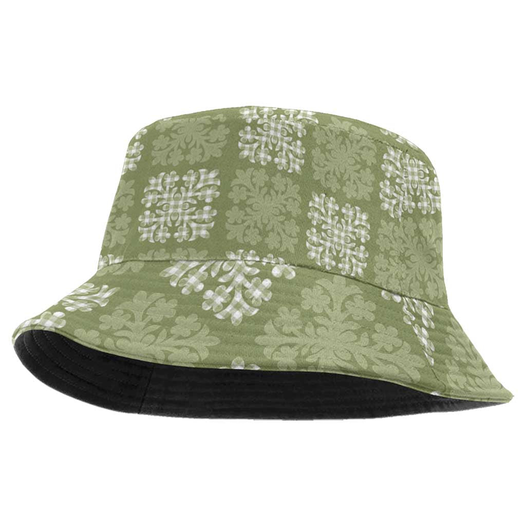 Vesuvian Green Palaka Quilt Hawaii Bucket Hat Traditional Hawaii-plaid Pattern - Polynesian Pride