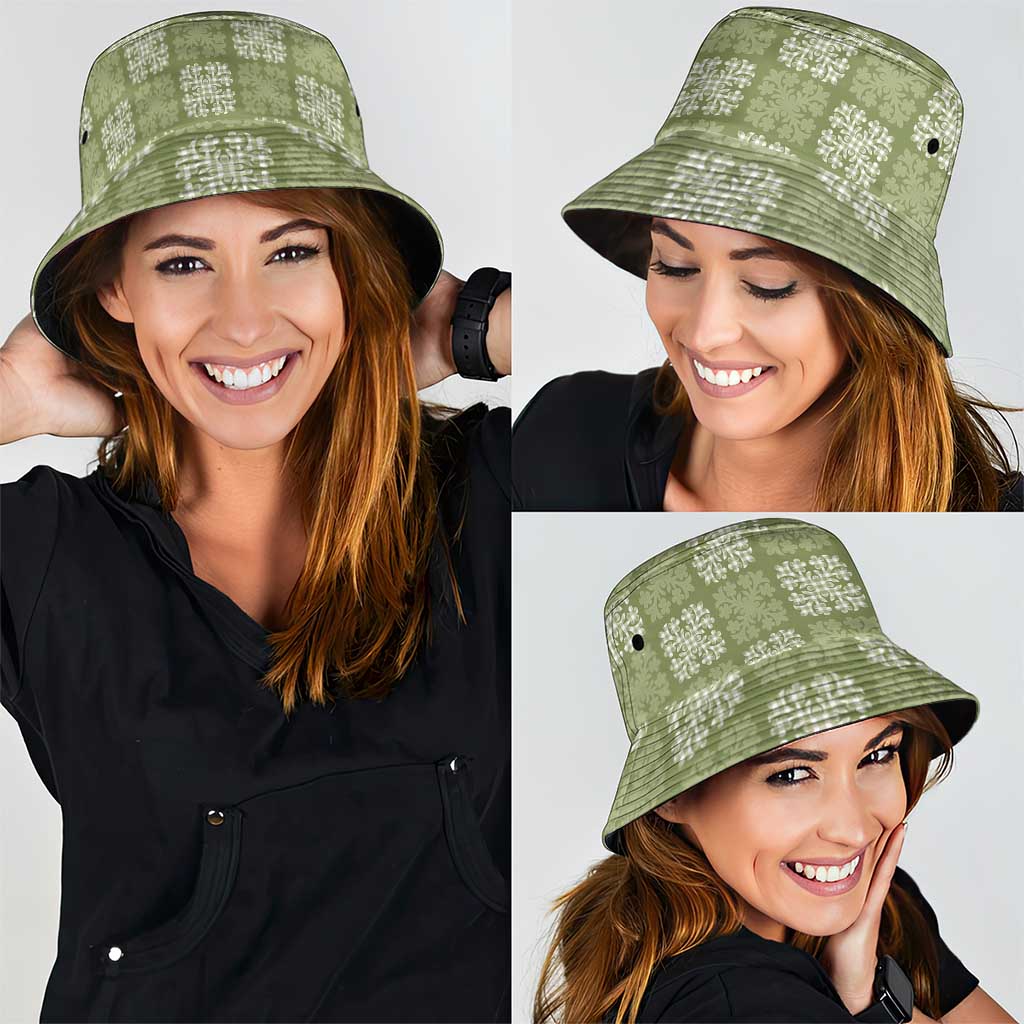 Vesuvian Green Palaka Quilt Hawaii Bucket Hat Traditional Hawaii-plaid Pattern LT14 - Polynesian Pride