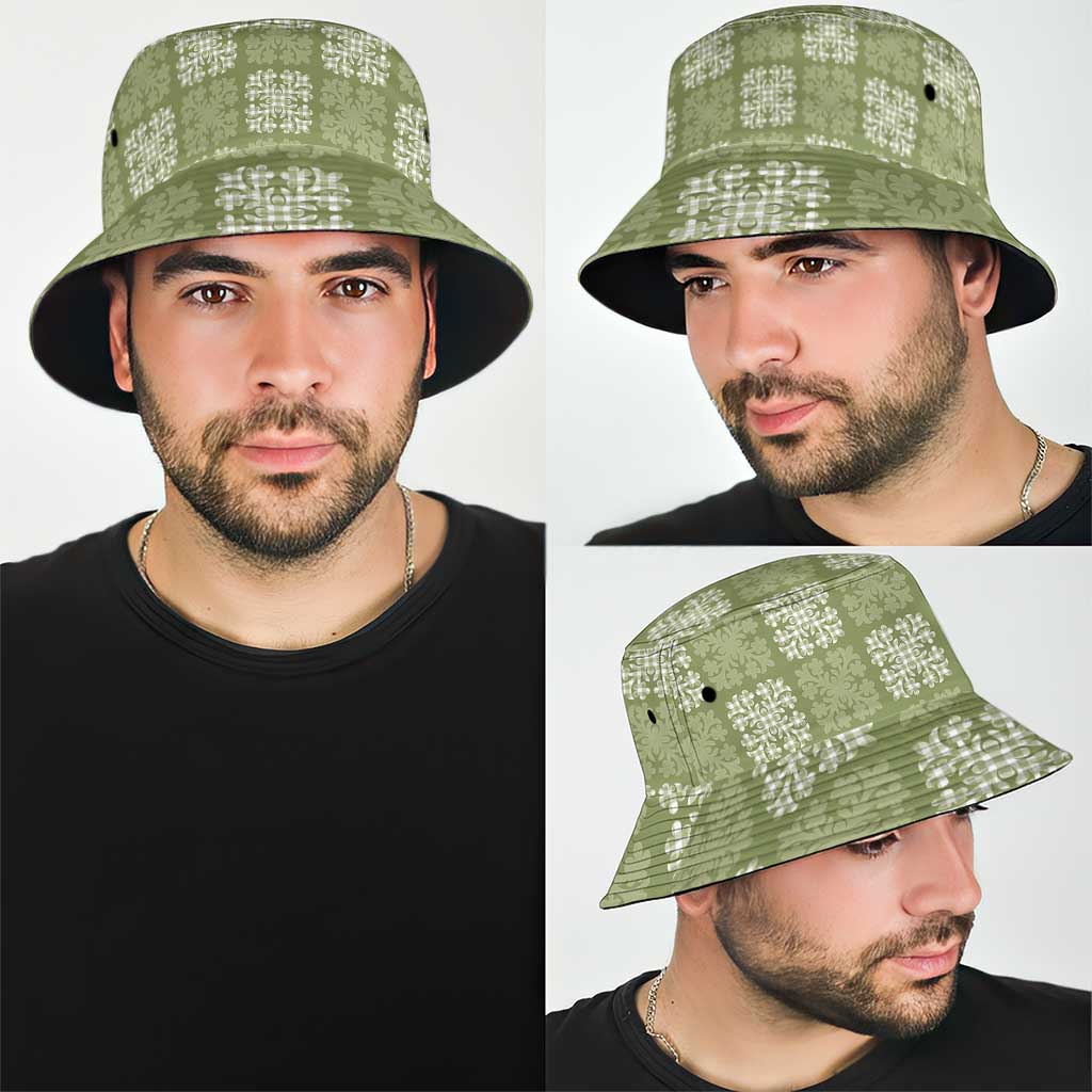 Vesuvian Green Palaka Quilt Hawaii Bucket Hat Traditional Hawaii-plaid Pattern LT14 - Polynesian Pride