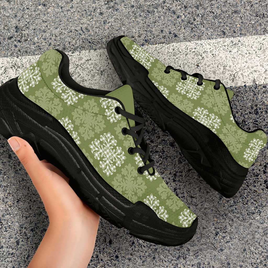 Vesuvian Green Palaka Quilt Hawaii Chunky Sneakers Traditional Hawaii-plaid Pattern - Polynesian Pride