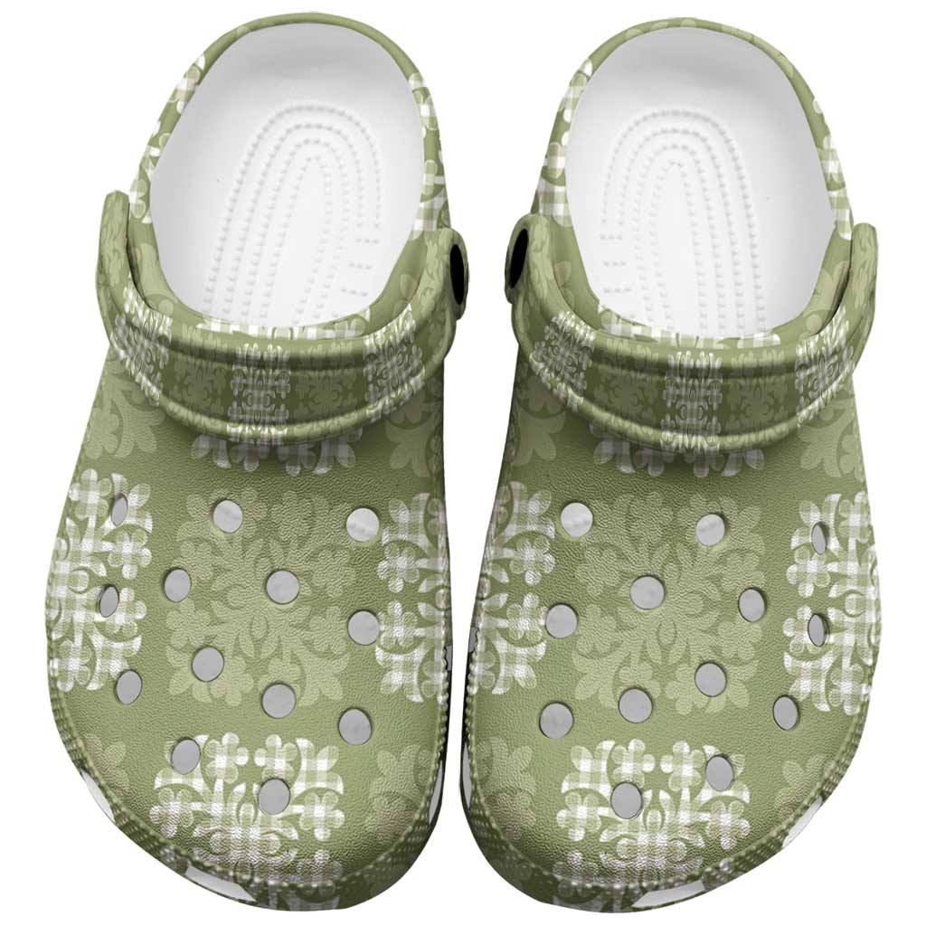 Vesuvian Green Palaka Quilt Hawaii Clogs Shoes Traditional Hawaii-plaid Pattern LT14 Vesuvian Green - Polynesian Pride