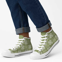 Vesuvian Green Palaka Quilt Hawaii High Top Shoes Traditional Hawaii-plaid Pattern - Polynesian Pride