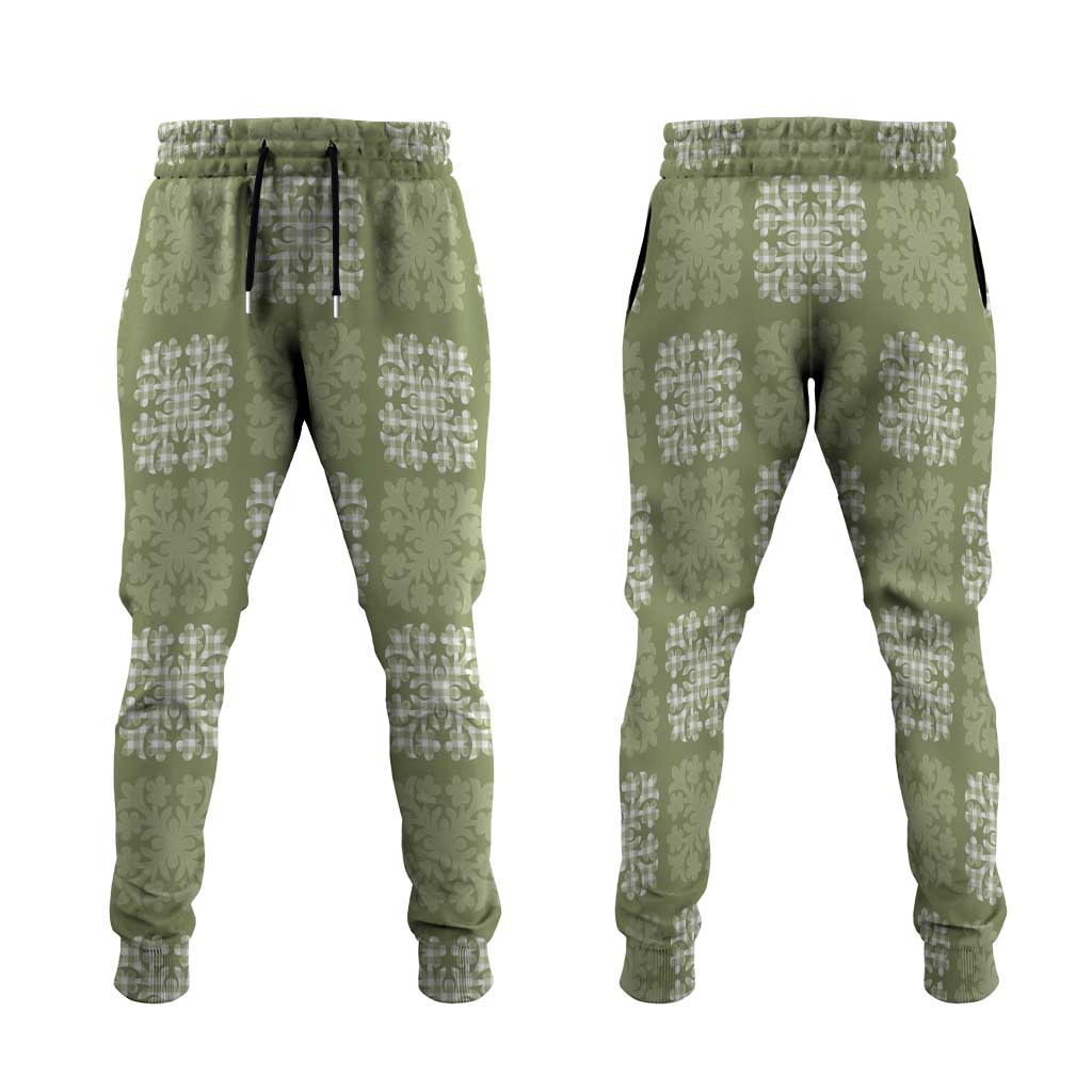 Vesuvian Green Palaka Quilt Hawaii Jogger Pants Traditional Hawaii-plaid Pattern LT14 Vesuvian Green - Polynesian Pride