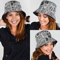 Vintage Aloha Block Quilt Bucket Hat Black Inspired Lei Motifs - Polynesian Pride