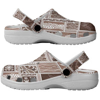 Vintage Aloha Block Quilt Clogs Shoes Beige Inspired Lei Motifs - Polynesian Pride