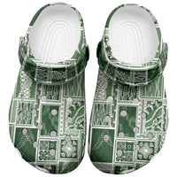 Vintage Aloha Block Quilt Clogs Shoes Green Inspired Lei Motifs LT9 Green - Polynesian Pride