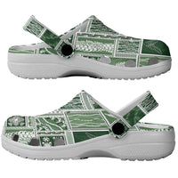 Vintage Aloha Block Quilt Clogs Shoes Green Inspired Lei Motifs LT9 - Polynesian Pride