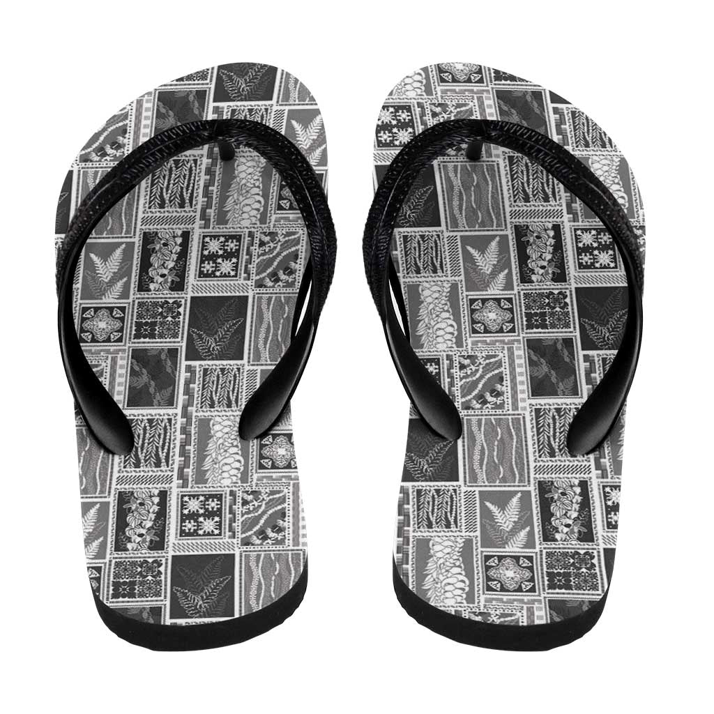 Vintage Aloha Block Quilt Flip Flops Black Inspired Lei Motifs LT9 - Polynesian Pride