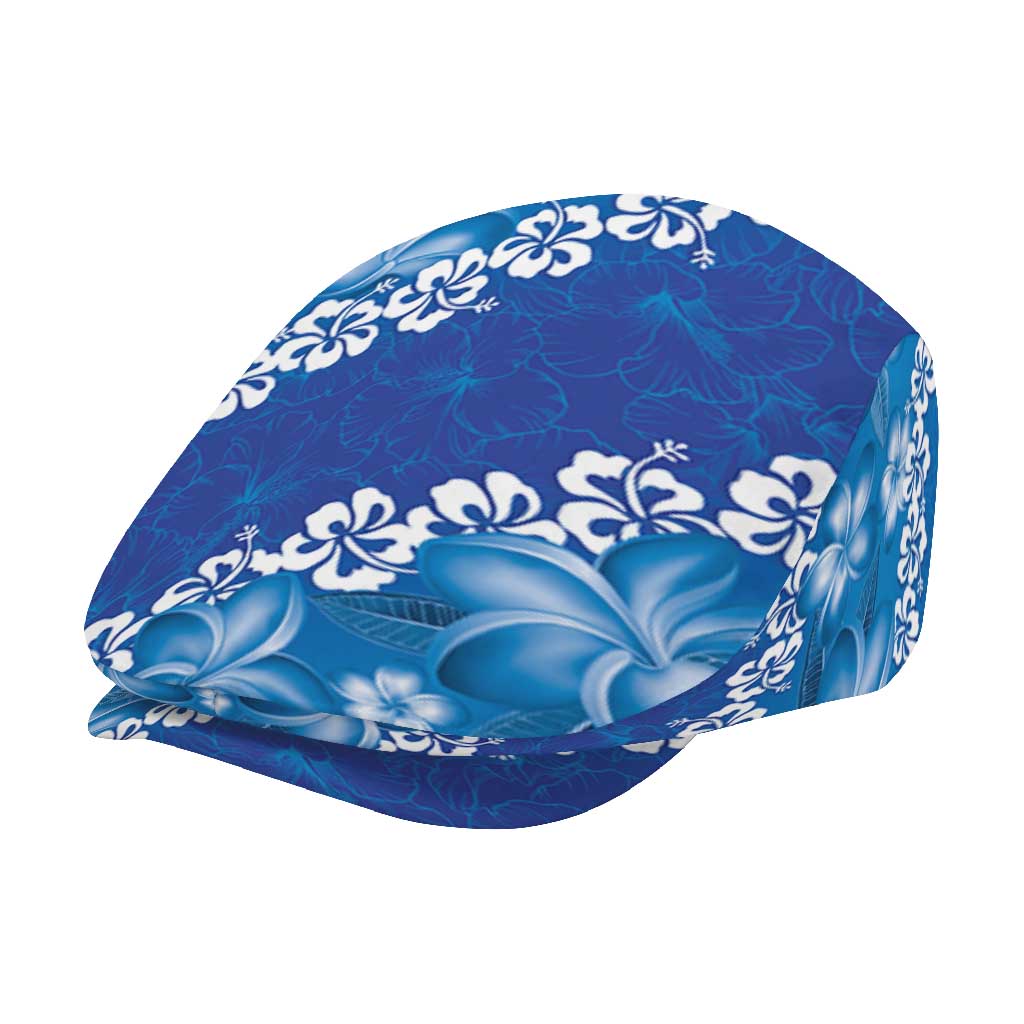 Vintage Blue Polynesia Jeff Hat Plumeria With Hibiscus Tropical Vibes - Polynesian Pride
