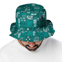 Vintage Hawaiian Quilting Patterns Bucket Hat Turquoise Style Tribal Fabric Patchwork - Polynesian Pride