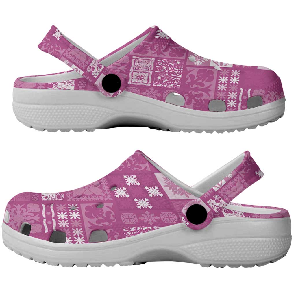 Vintage Hawaiian Quilting Patterns Clogs Shoes Pink Style Tribal Fabric Patchwork - Polynesian Pride