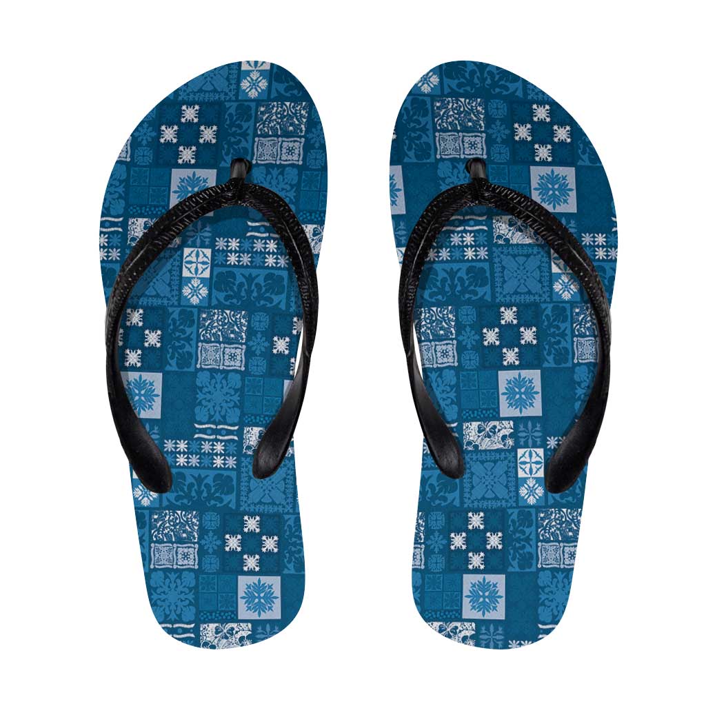 Vintage Hawaiian Quilting Patterns Flip Flops Blue Style Tribal Fabric Patchwork - Polynesian Pride