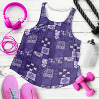 Vintage Hawaiian Quilting Patterns Women Racerback Tank Purple Style Tribal Fabric Patchwork - Polynesian Pride