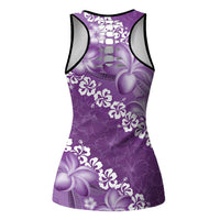 Vintage Purple Polynesia Hollow Tank Top Plumeria With Hibiscus Tropical Vibes LT14 - Polynesian Pride