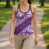 Vintage Purple Polynesia Hollow Tank Top Plumeria With Hibiscus Tropical Vibes LT14 - Polynesian Pride