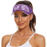Vintage Purple Polynesia Sun Visor Cap Plumeria With Hibiscus Tropical Vibes