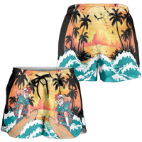 Vintage Santa Claus Surfing Summer Shorts for Women Mele Kalikimaka i Iulai! LT9 - Polynesian Pride