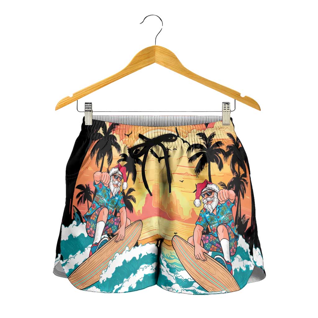 Vintage Santa Claus Surfing Summer Shorts for Women Mele Kalikimaka i Iulai! LT9 - Polynesian Pride
