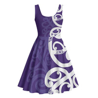 Violet Green Maori Midi Dress Koru Kowhaiwhai