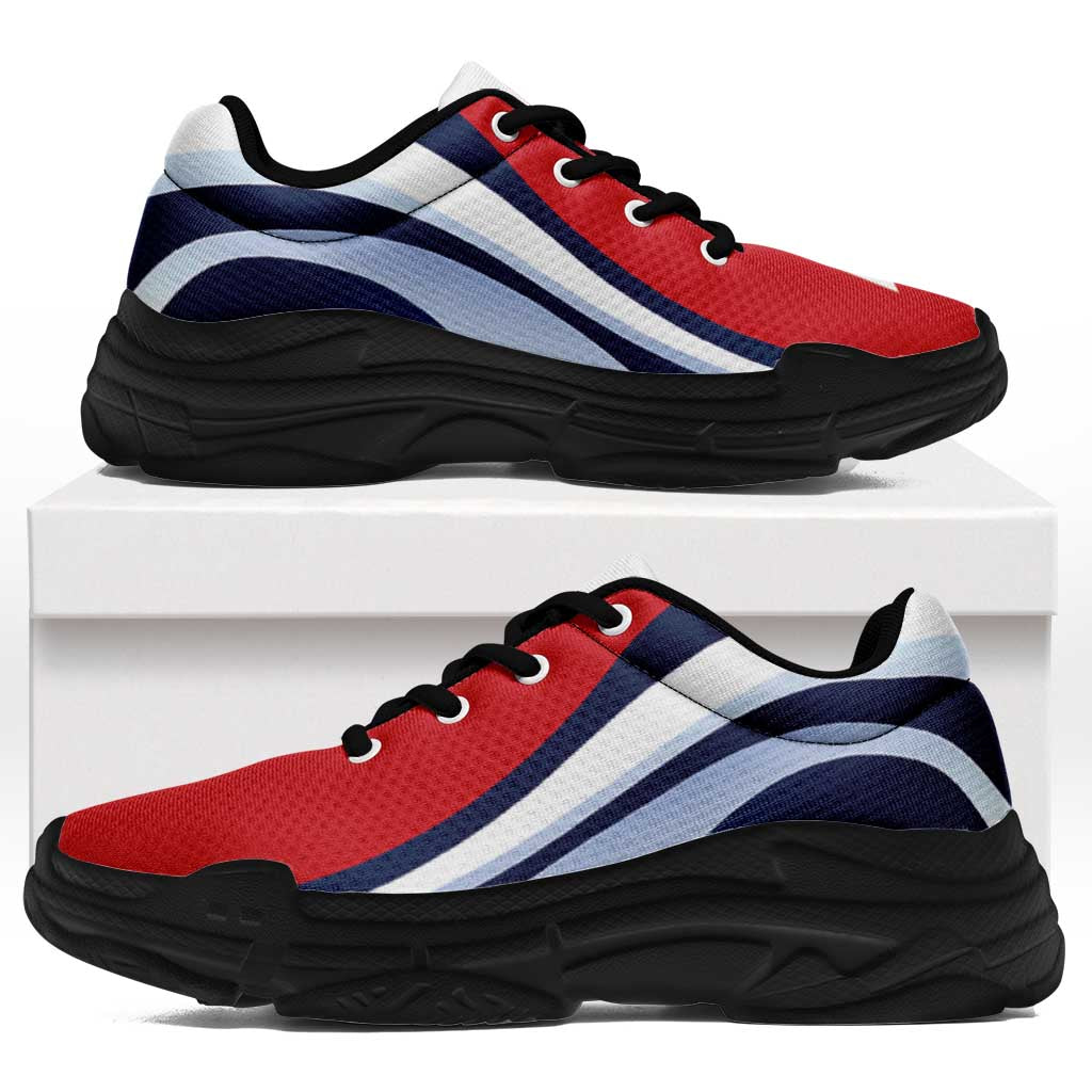 Wallis And Futuna Chunky Sneakers Flag-Inspired Curve Style LT05 Red - Polynesian Pride