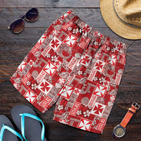 Wallis Et Futuna Kilisimasi Fiefia Shorts for Men Pacific Patchwork Xmas Vibes LT9 Red - Polynesian Pride