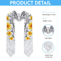 White Polynesia Graduation Stole Plumeria Tropical Leaves With Galaxy Polynesian Art