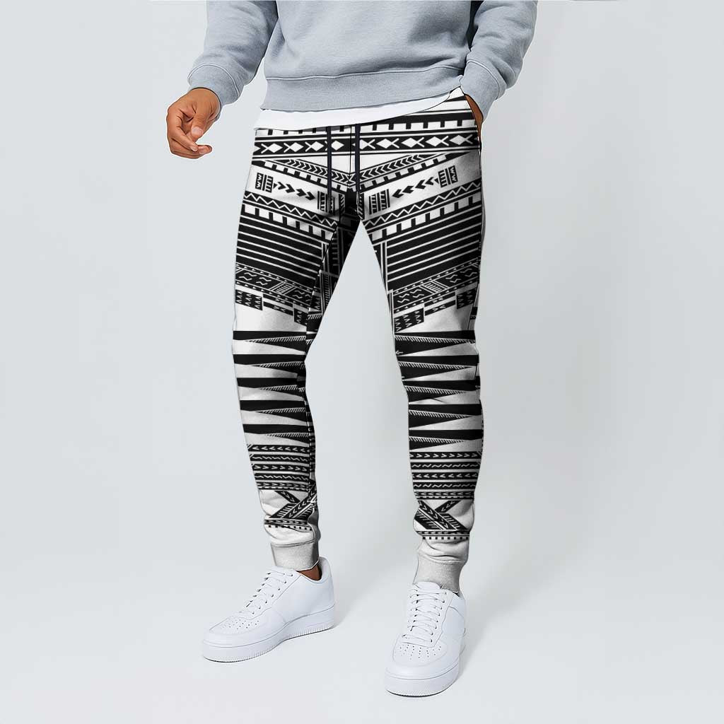 White Samoa Pea Tattoo Inspired Jogger Pants