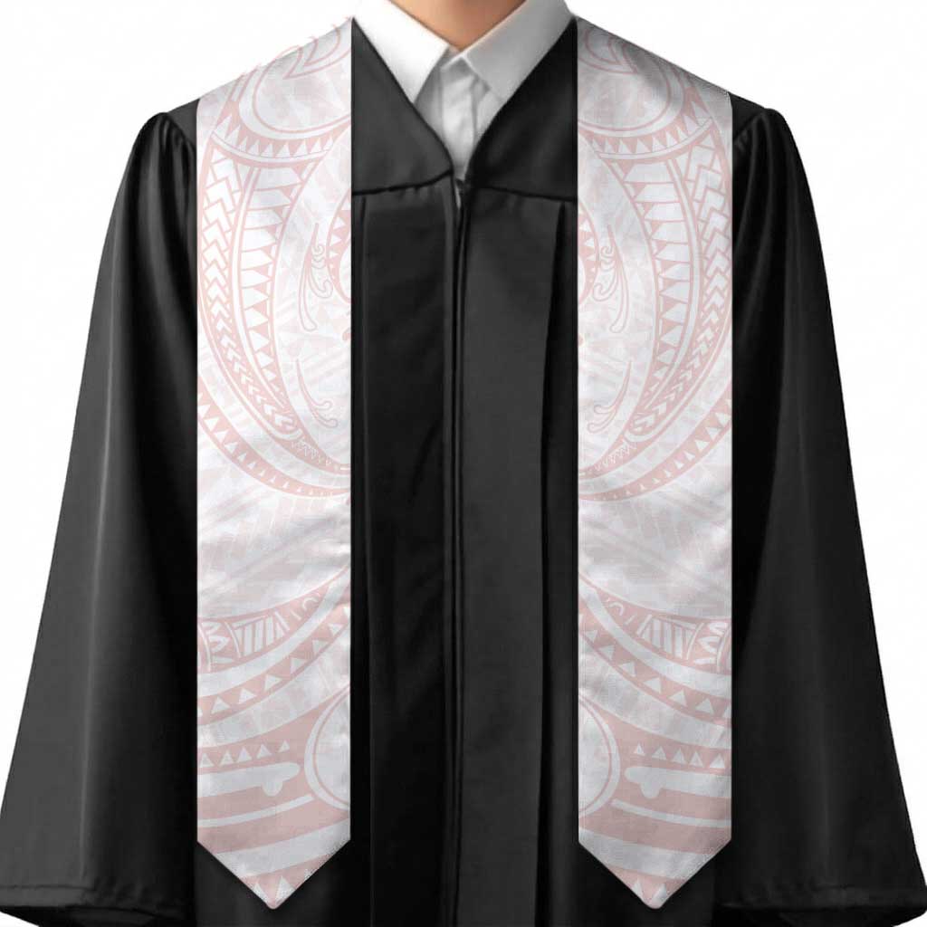 White Sunday Lotu Tamaiti Graduation Stole Polynesian Wave Pastel Blush - Polynesian Pride