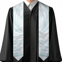 White Sunday Lotu Tamaiti Graduation Stole Polynesian Wave Pastel Cyan - Polynesian Pride