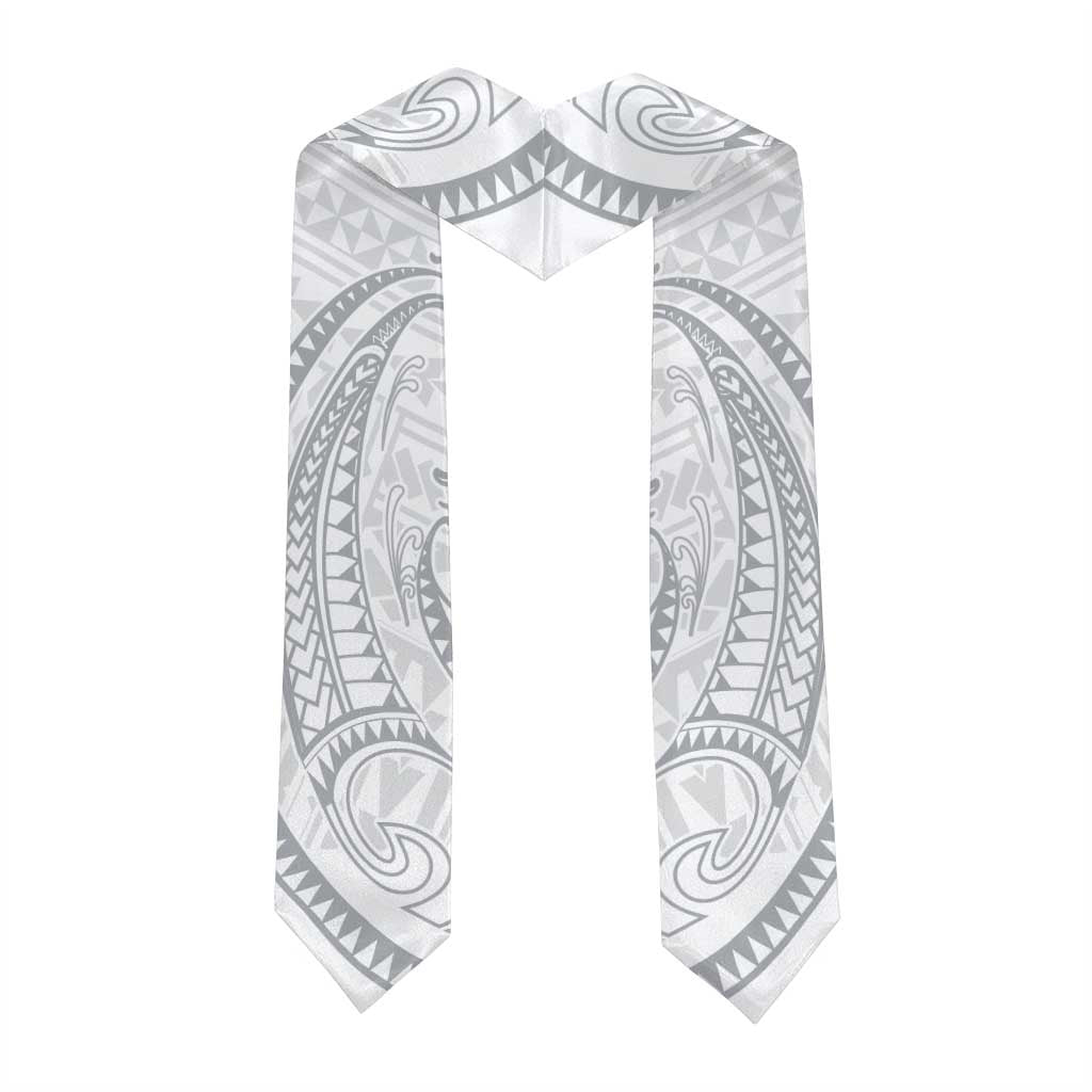 White Sunday Lotu Tamaiti Graduation Stole Polynesian Wave Pastel Gray - Polynesian Pride