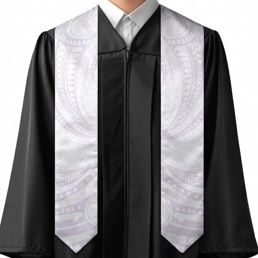 White Sunday Lotu Tamaiti Graduation Stole Polynesian Wave Pastel Mauve - Polynesian Pride