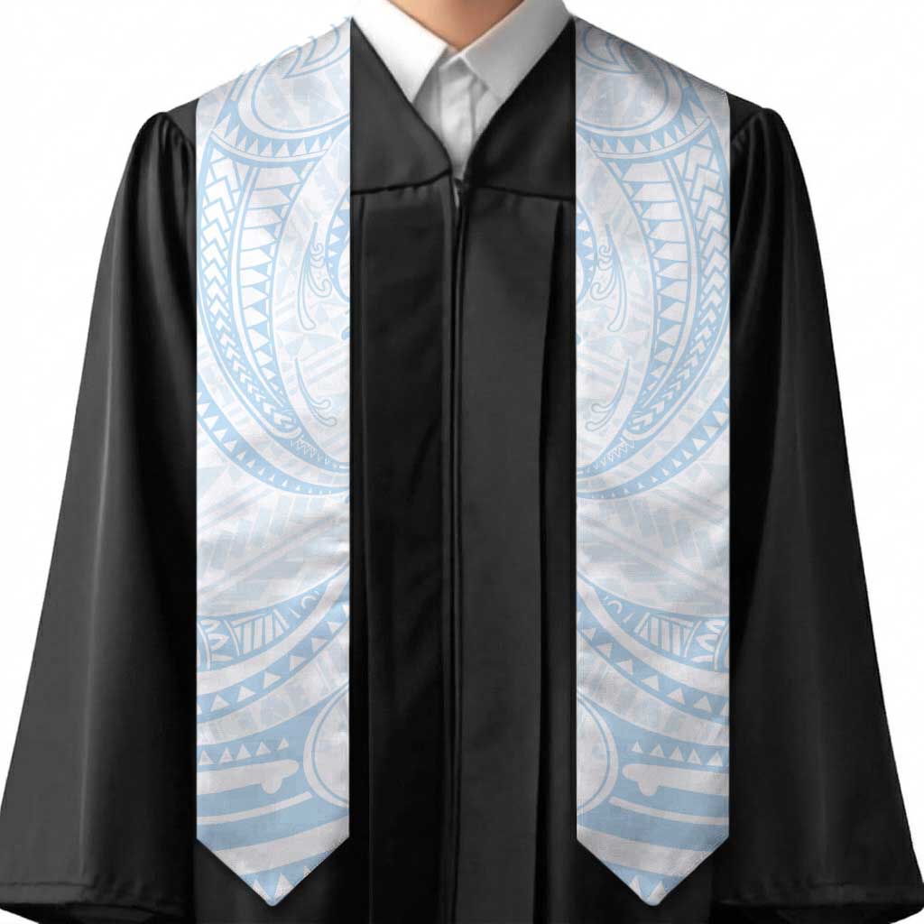 White Sunday Lotu Tamaiti Graduation Stole Polynesian Wave Pastel Sky Blue - Polynesian Pride