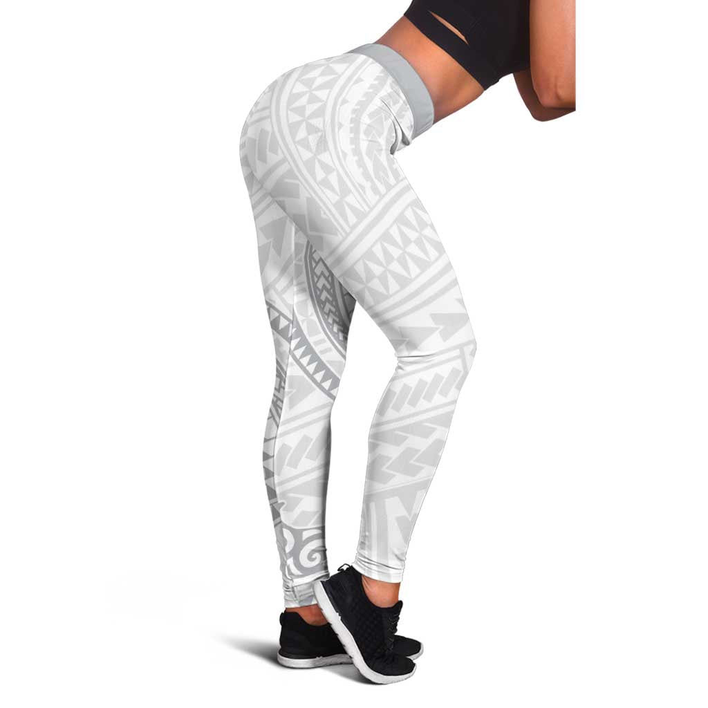 White Sunday Lotu Tamaiti Leggings Polynesian Wave Pastel Gray - Polynesian Pride