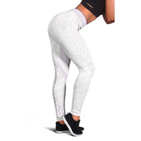 White Sunday Lotu Tamaiti Leggings Polynesian Wave Pastel Mauve - Polynesian Pride