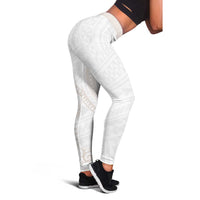White Sunday Lotu Tamaiti Leggings Polynesian Wave Pastel Nude - Polynesian Pride