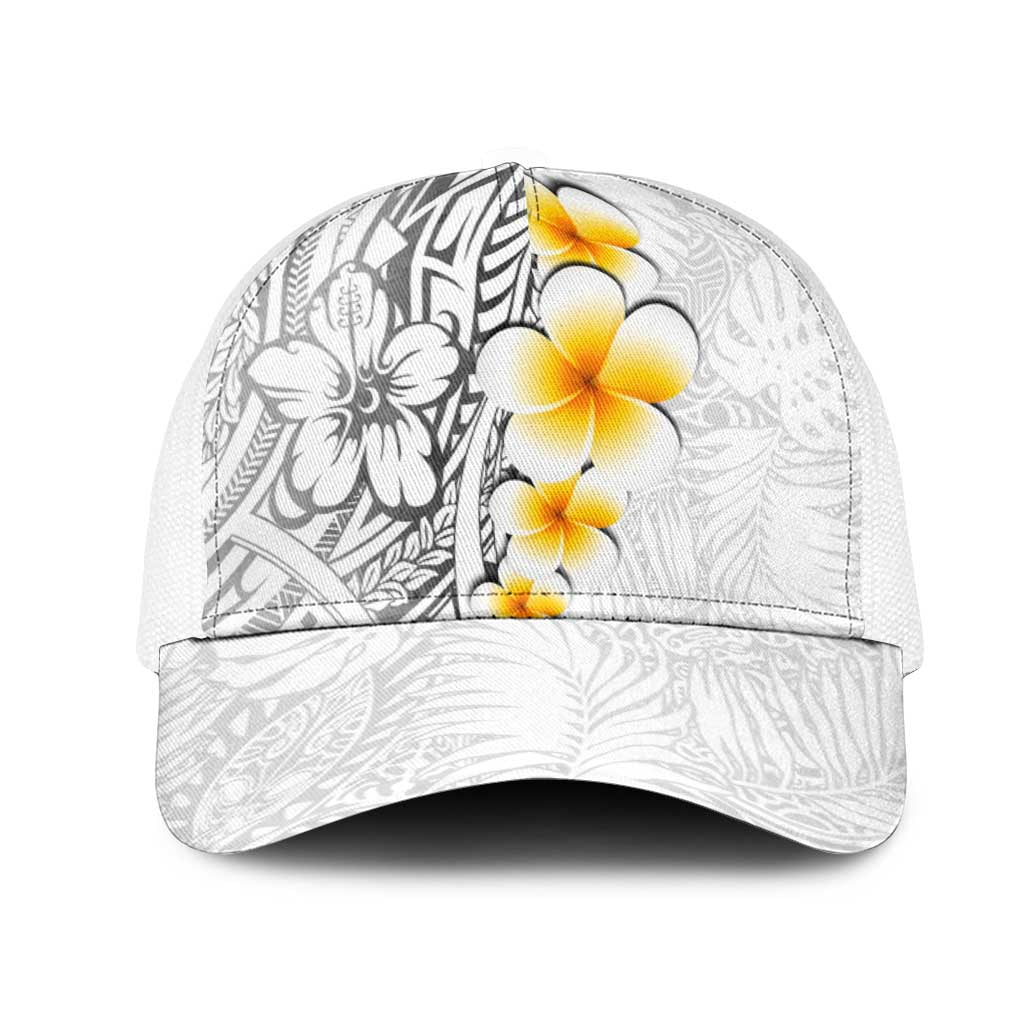 White Tropical Plumeria With Galaxy Polynesian Art Mesh Trucker Cap - Polynesian Pride