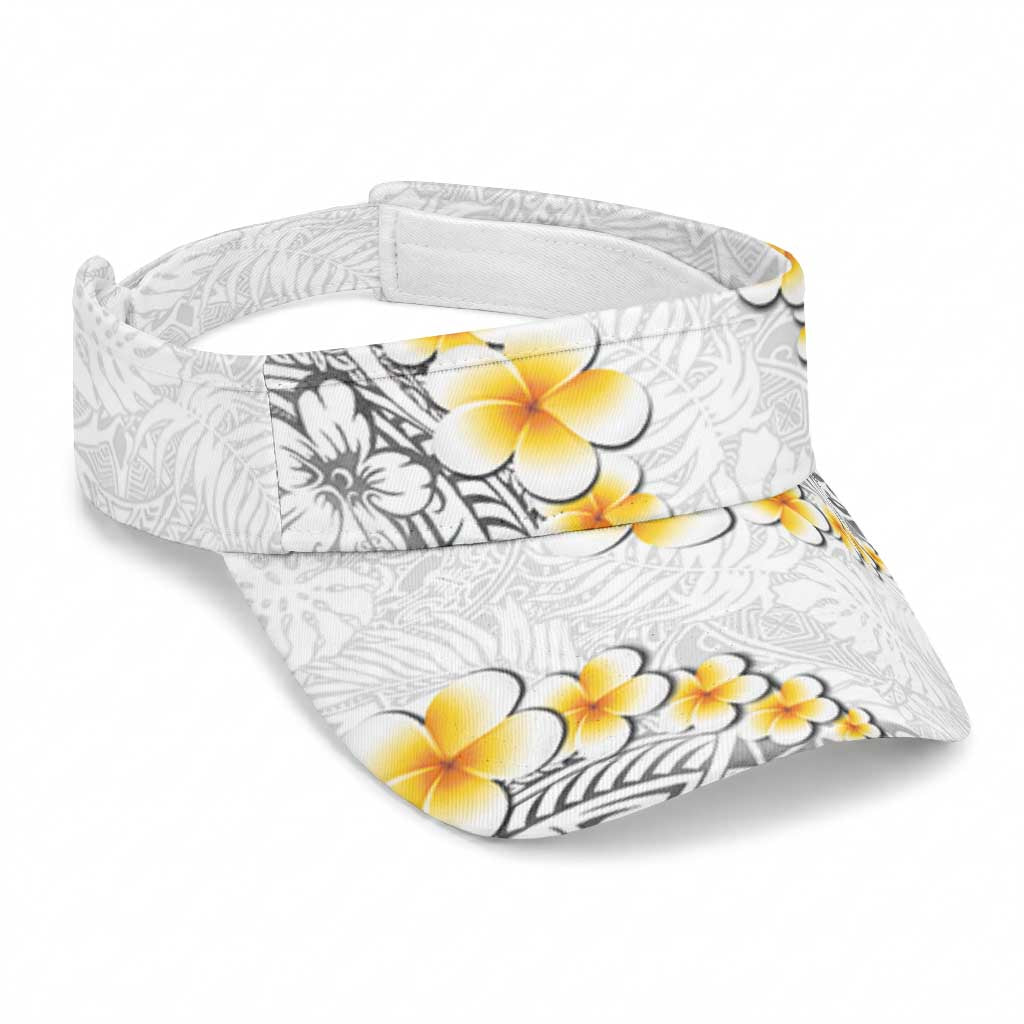 White Tropical Plumeria With Galaxy Polynesian Art Sun Visor Cap