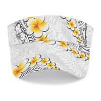 White Tropical Plumeria With Galaxy Polynesian Art Sun Visor Cap