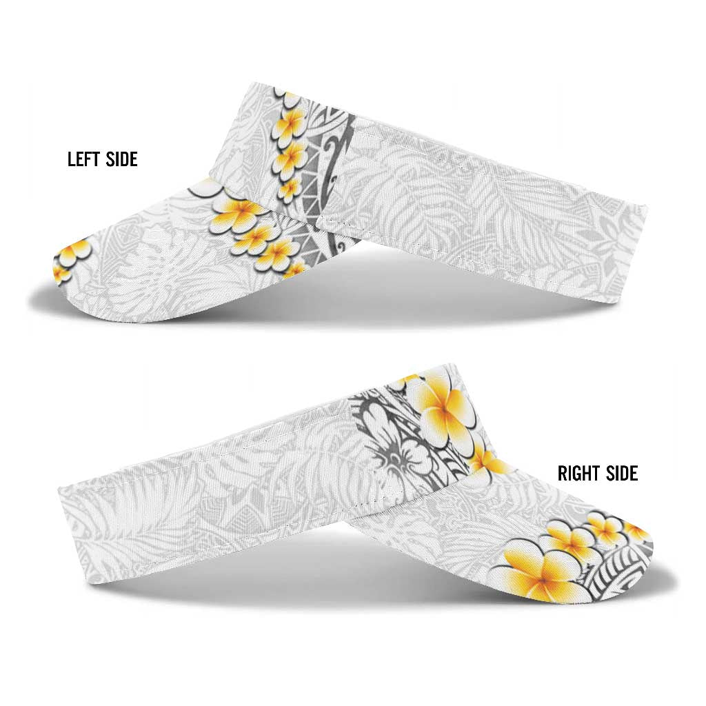 White Tropical Plumeria With Galaxy Polynesian Art Sun Visor Cap