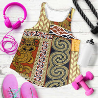 Yellow Aotearoa Kowhaiwhai Pattern Women Racerback Tank NZ Maori Quilt Style - Polynesian Pride
