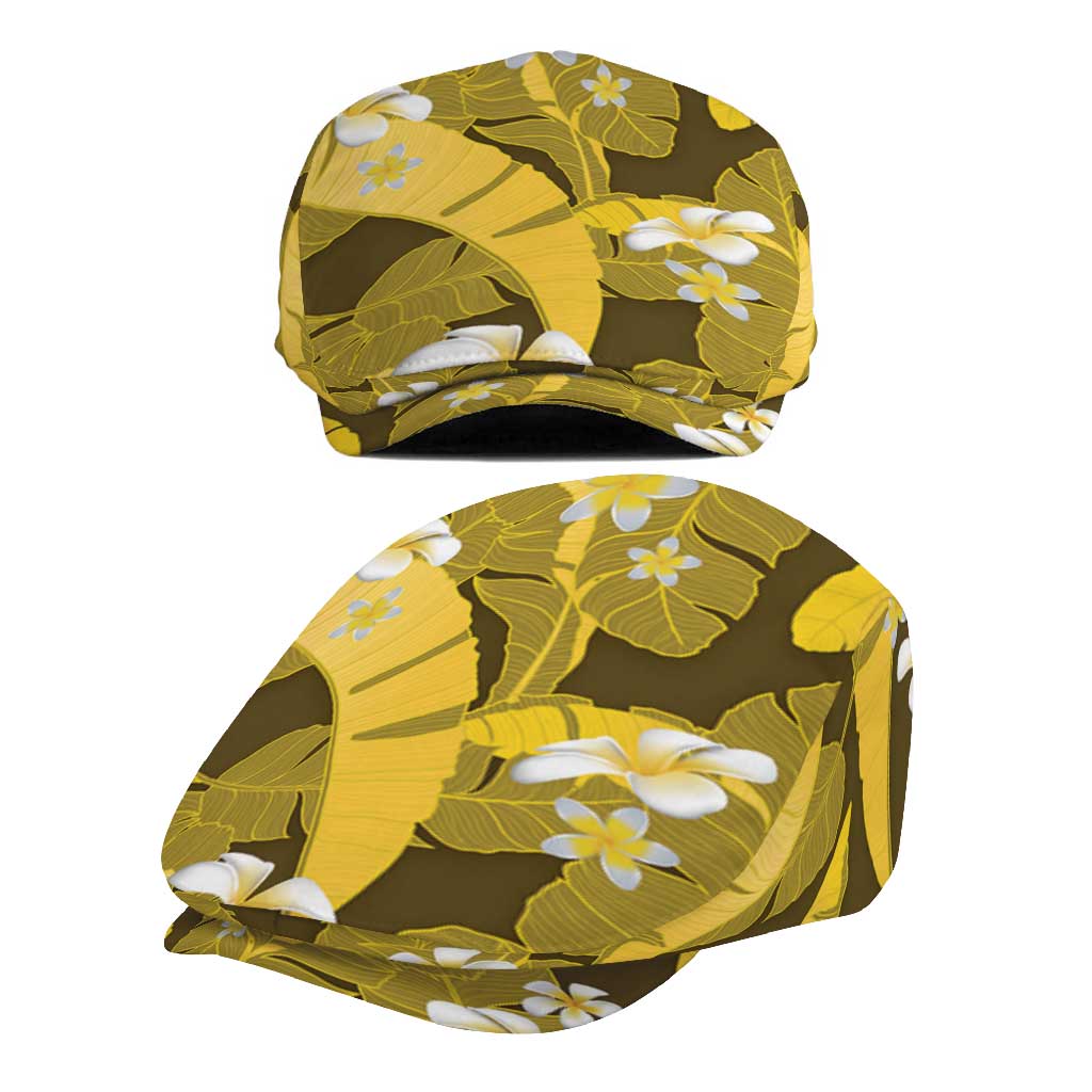 Yellow Banana Leaf Hawaii Jeff Hat Lau Maia Plumeria Tropical Summer Vibes LT14 - Polynesian Pride