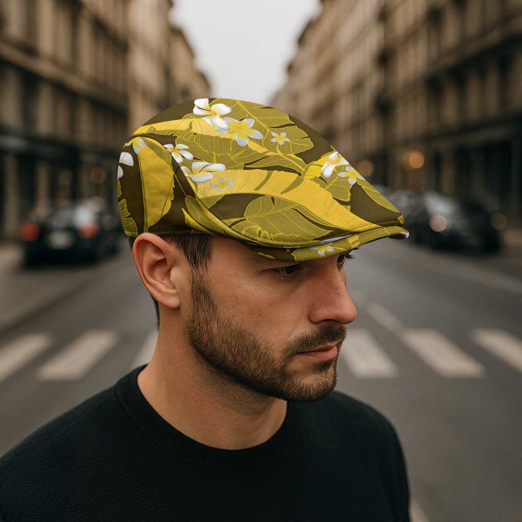 Yellow Banana Leaf Hawaii Jeff Hat Lau Maia Plumeria Tropical Summer Vibes LT14 - Polynesian Pride