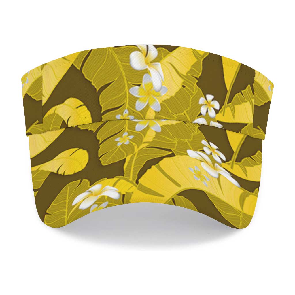 Yellow Banana Leaf Hawaii Sun Visor Cap Lau Maia Plumeria Tropical Summer Vibes LT14 - Polynesian Pride