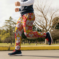 Yellow Hawaii Hibiscus Jogger Pants Tropical Flowers Seamless Pattern - Polynesian Pride