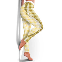 Yellow Hawaii Palaka Leggings Hawaiian Honohono Lei