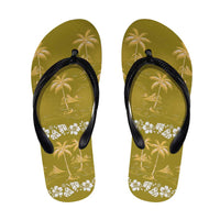 Yellow Hawaii Palm Tree Hibiscus Flip Flops Fantasy Summer Vibe LT01 Yellow - Polynesian Pride