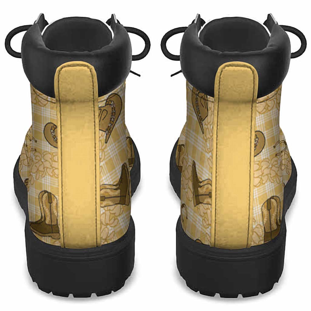 Yellow Palaka Hawaii Cowboy All Season Boots Puakenikeni Lei Paniolo Papale Seamless Vibes LT14 - Polynesian Pride